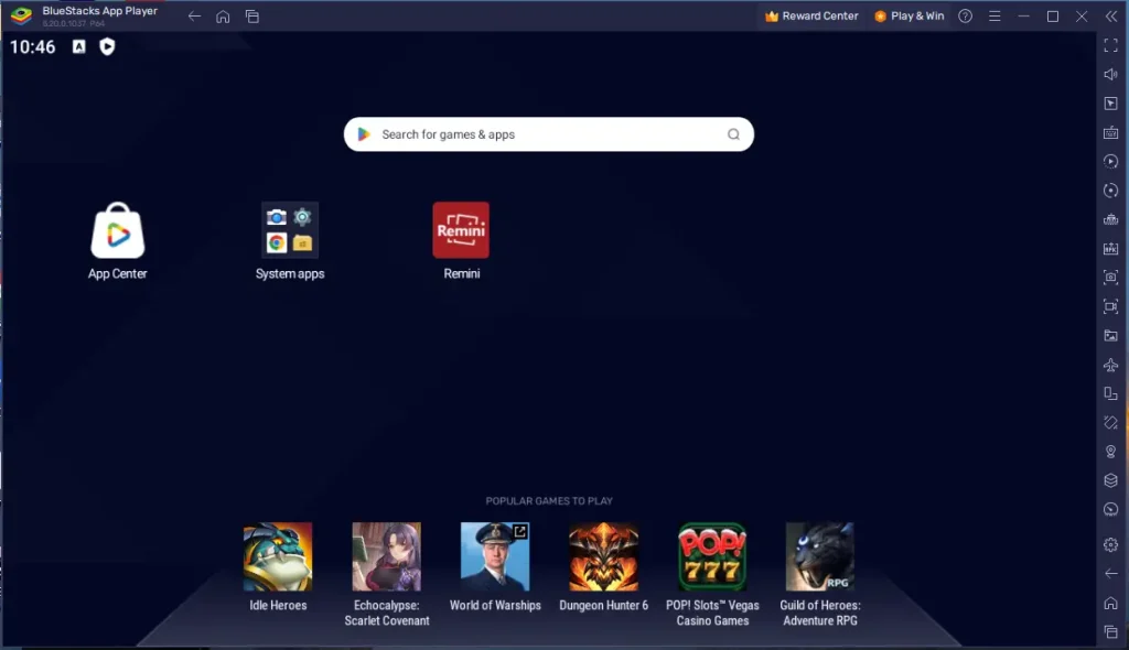 Picture showing Remini Mod APK for windows based Pc and laptop through Bluestacks android emulator